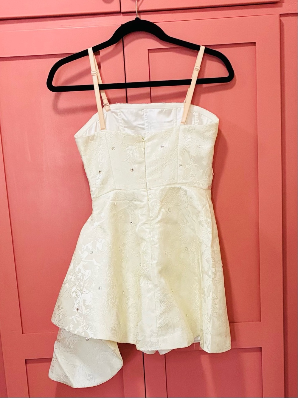 BABYBOO Ivory/Cream Rhinestone Jacquard Mini Dress Size Small Formal EUC